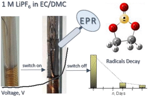 In Situ Electron Paramagnetic Resonance Monitoring of Predegradation Radical Generation in a Lithium Electrolyte